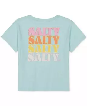 Хлопковая футболка с короткими рукавами и рисунком Salty Stack для больших девочек Roxy, синий