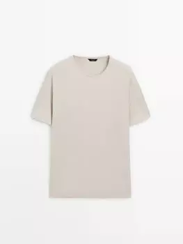 Хлопковая футболка с короткими рукавами Massimo Dutti, серый