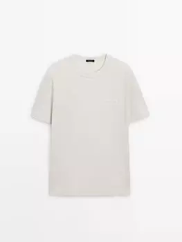 Хлопковая футболка с короткими рукавами Massimo Dutti, белый