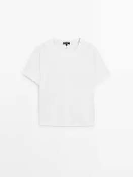 Хлопковая футболка с короткими рукавами Massimo Dutti, белый
