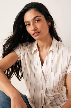 Хлопковая футболка с короткими рукавами Next, бежевый