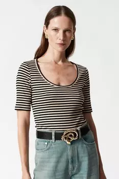 Хлопковая футболка с короткими рукавами & Other Stories, черный