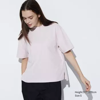 Хлопковая футболка с круглым вырезом AIRism UNIQLO, розовый