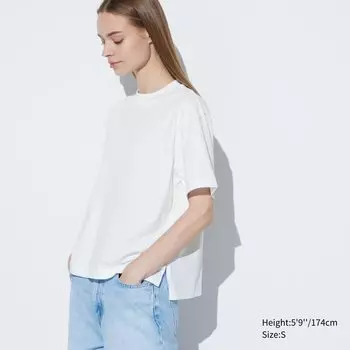 Хлопковая футболка с круглым вырезом AIRism UNIQLO, белый дубль