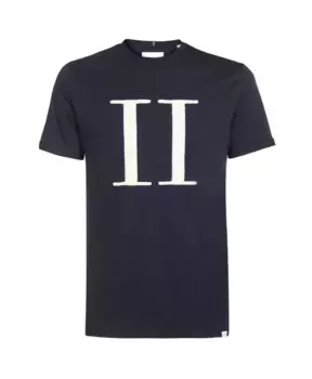 Хлопковая футболка с круглым вырезом и деталями букле Les Deux, синий