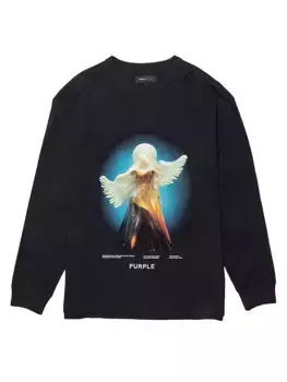 Хлопковая футболка с круглым вырезом и графическим логотипом Purple Brand, черный