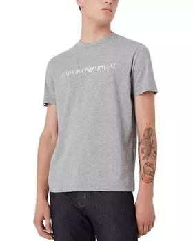 Хлопковая футболка с круглым вырезом и короткими рукавами Pima Emporio Armani, цвет Gray
