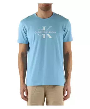 Хлопковая футболка с круглым вырезом и логотипом Calvin Klein Jeans, синий