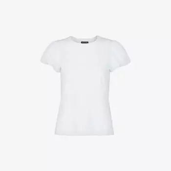 Хлопковая футболка с круглым вырезом и оборками на рукавах Whistles, белый