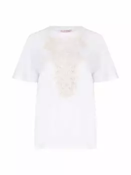 Хлопковая футболка с кружевом Valentino