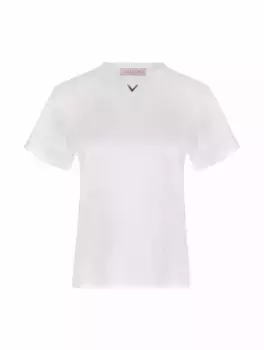 Хлопковая футболка с литерой V Valentino Garavani, белый