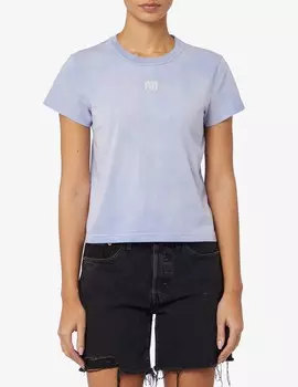 Хлопковая футболка с логотипом Alexander Wang, светло-синий