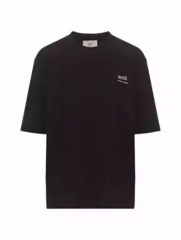 Хлопковая футболка с логотипом AMI PARIS, черный