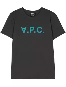 Хлопковая футболка с логотипом APC, серый