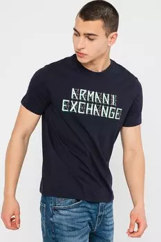 Хлопковая футболка с логотипом Armani Exchange, зеленый