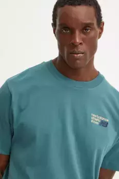 Хлопковая футболка с логотипом Athletics Premium Logo New Balance, зеленый