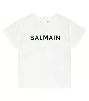 Хлопковая футболка с логотипом baby Balmain Kids, синий