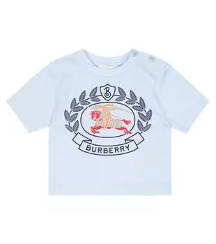 Хлопковая футболка с логотипом baby Burberry Kids, синий