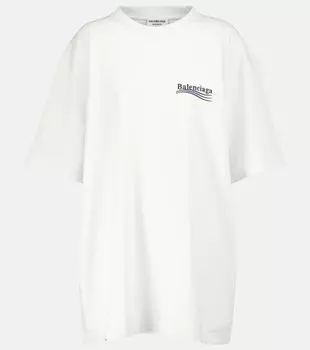 Хлопковая футболка с логотипом BALENCIAGA, белый