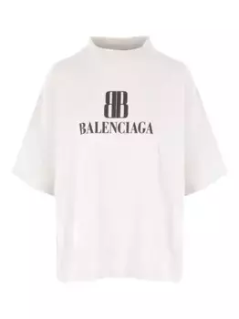 Хлопковая футболка с логотипом BALENCIAGA, белый
