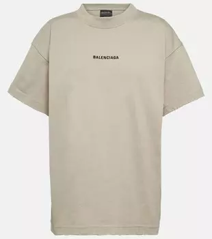 Хлопковая футболка с логотипом BALENCIAGA, черный