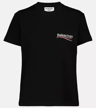 Хлопковая футболка с логотипом BALENCIAGA, черный