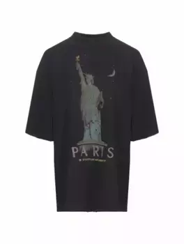 Хлопковая футболка с логотипом Balenciaga, черный