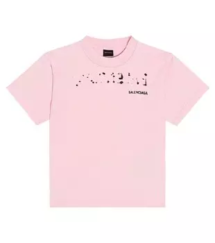 Хлопковая футболка с логотипом Balenciaga Kids, розовый