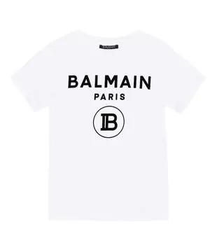 Хлопковая футболка с логотипом Balmain, белый