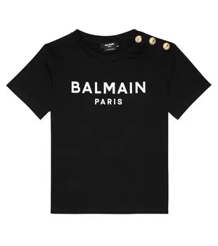 Хлопковая футболка с логотипом Balmain, черный