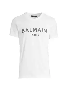 Хлопковая футболка с логотипом Balmain, черный