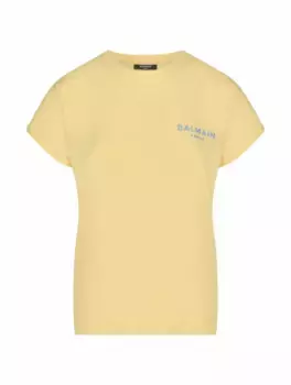 Хлопковая футболка с логотипом Balmain, жёлтый