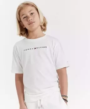 Хлопковая футболка с логотипом Big Boys Essential Tommy Hilfiger, серый