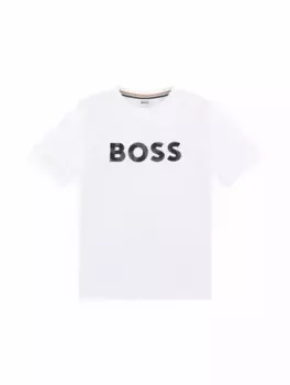 Хлопковая футболка с логотипом BOSS, белый
