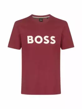 Хлопковая футболка с логотипом BOSS, бордовый