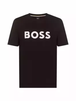 Хлопковая футболка с логотипом BOSS, черный