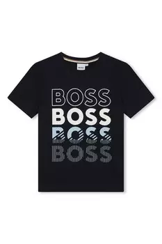 Хлопковая футболка с логотипом Boss Kidswear, синий