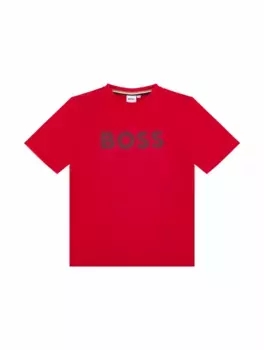 Хлопковая футболка с логотипом BOSS, красный