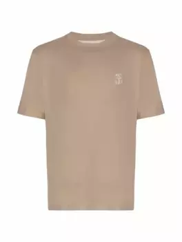 Хлопковая футболка с логотипом Brunello Cucinelli, бежевый
