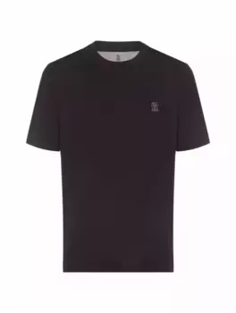 Хлопковая футболка с логотипом Brunello Cucinelli, черный