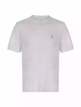 Хлопковая футболка с логотипом Brunello Cucinelli, серый