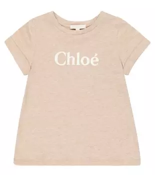 Хлопковая футболка с логотипом Chlo, бежевый
