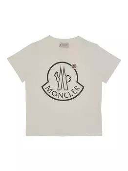 Хлопковая футболка с логотипом для маленьких девочек и девочек Moncler, белый