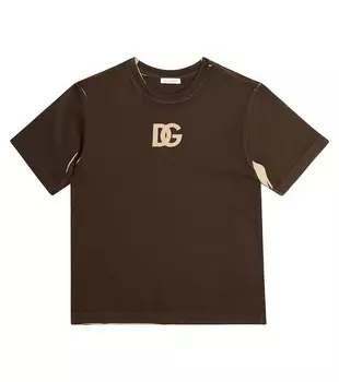 Хлопковая футболка с логотипом Dolce&Gabbana, коричневый