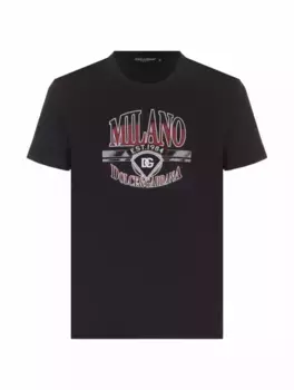 Хлопковая футболка с логотипом Dolce&Gabbana, тёмно-синий