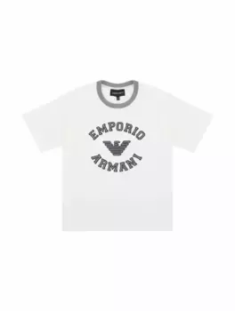 Хлопковая футболка с логотипом EMPORIO ARMANI, белый