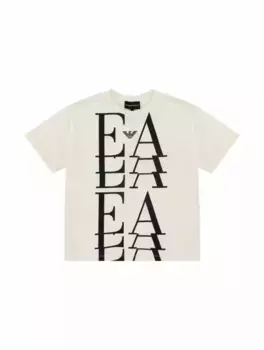 Хлопковая футболка с логотипом EMPORIO ARMANI, бежевый