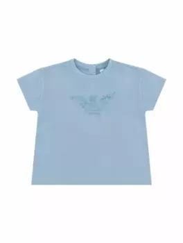 Хлопковая футболка с логотипом EMPORIO ARMANI, голубой