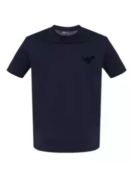 Хлопковая футболка с логотипом EMPORIO ARMANI, синий