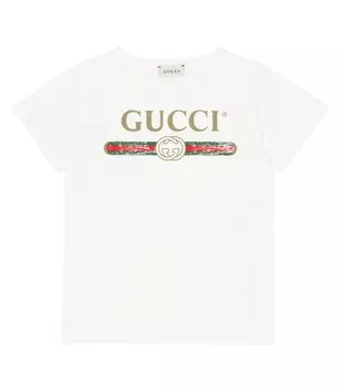 Хлопковая футболка с логотипом Gucci, белый